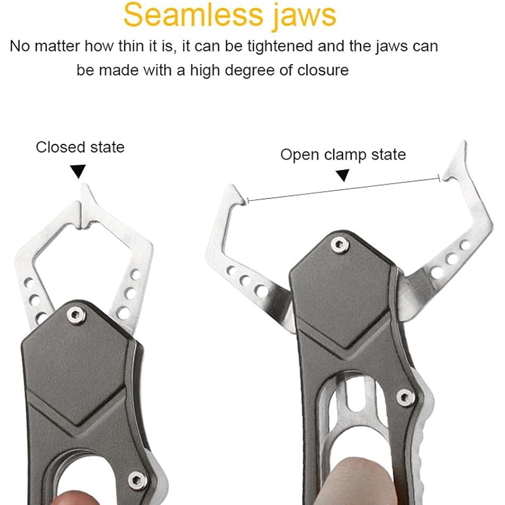 Excras Fish Grip Fishing Tools, Rust Resistant, Ergonomic, Easy to Grip, Fish Grip, Made of Aluminum, Rust Resistant, High Quality, Lightweight, Aluminum Fishing Tackle, Luminous Plastic, Night Fishing, Safety Rope Included, Compatible with Both Freshwat