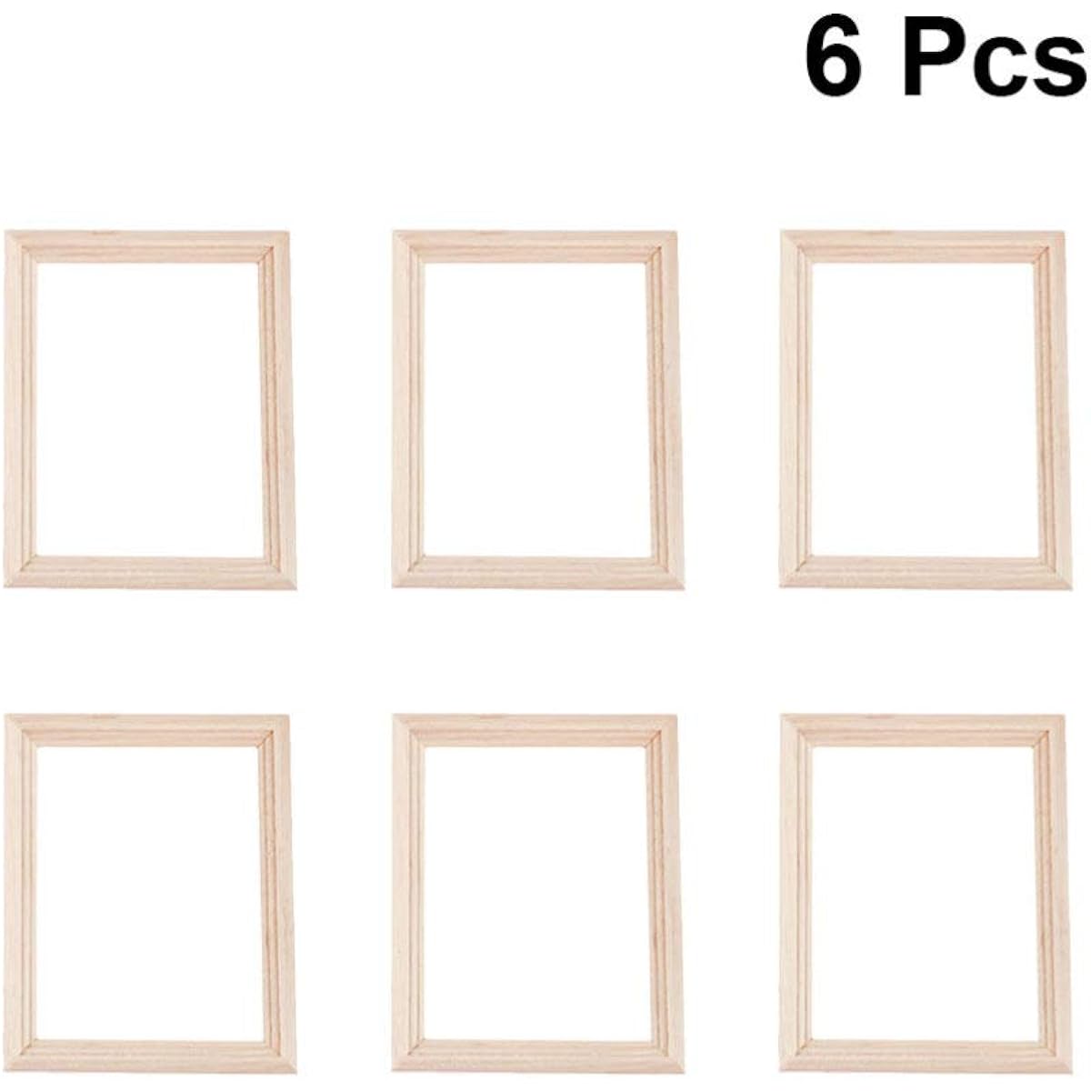 EXCEART Wooden Dollhouse Furniture Photo Frame Miniature Wall Art Toys 1 12 Kids Room Photo Props 6pcs