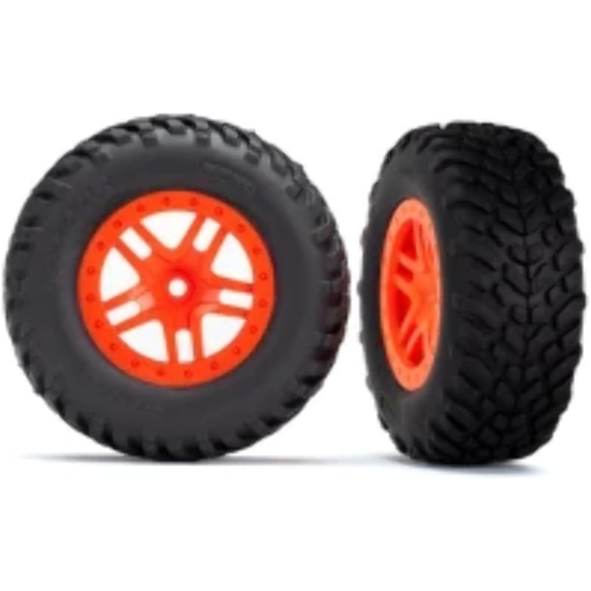 Tires & Wheels, Assembled, Pre-Glued (SCT Split Spoke Orange Wheels, SCT Off-Road Racing Tires, Foam Inserts) (2) (4WD f/r, 2WD rear) (TSM rated)