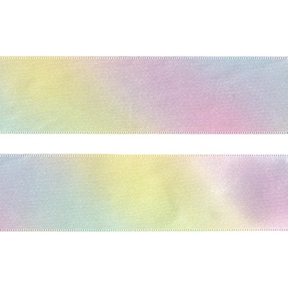 Konishi Ribbon Pastel Rainbow Pattern Double Satin Ribbon 48mm width x 30m roll KR3571-48MM-1