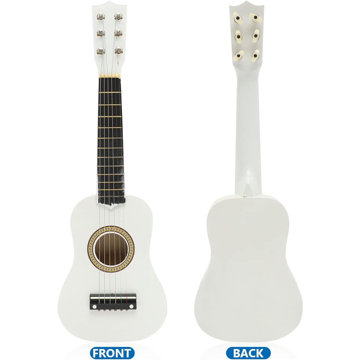 ARTIBETTER 21 Inch Guitar Small Acoustic Guitar Beginner 6 String Wooden Guitar White