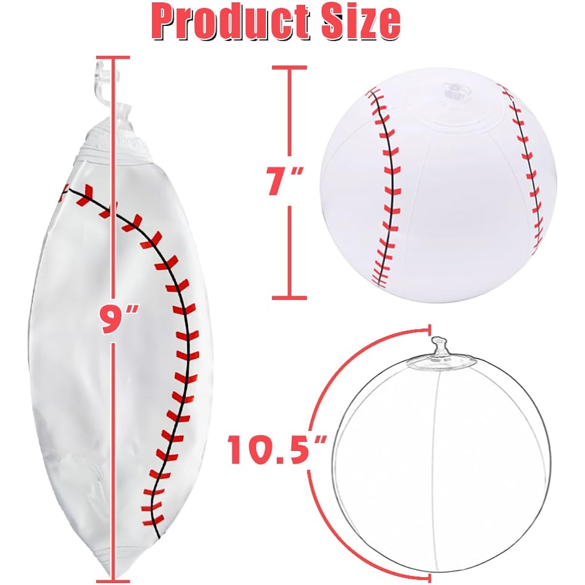 Lamnhin 9 Inch Baseball Beach Balls for Kids - 12 Pack Beach Balls Inflatable Baseballs Toys Inflatable Pool Beach Balls Bulk Baseball Party Decorations Tropical Theme Favors Supplies