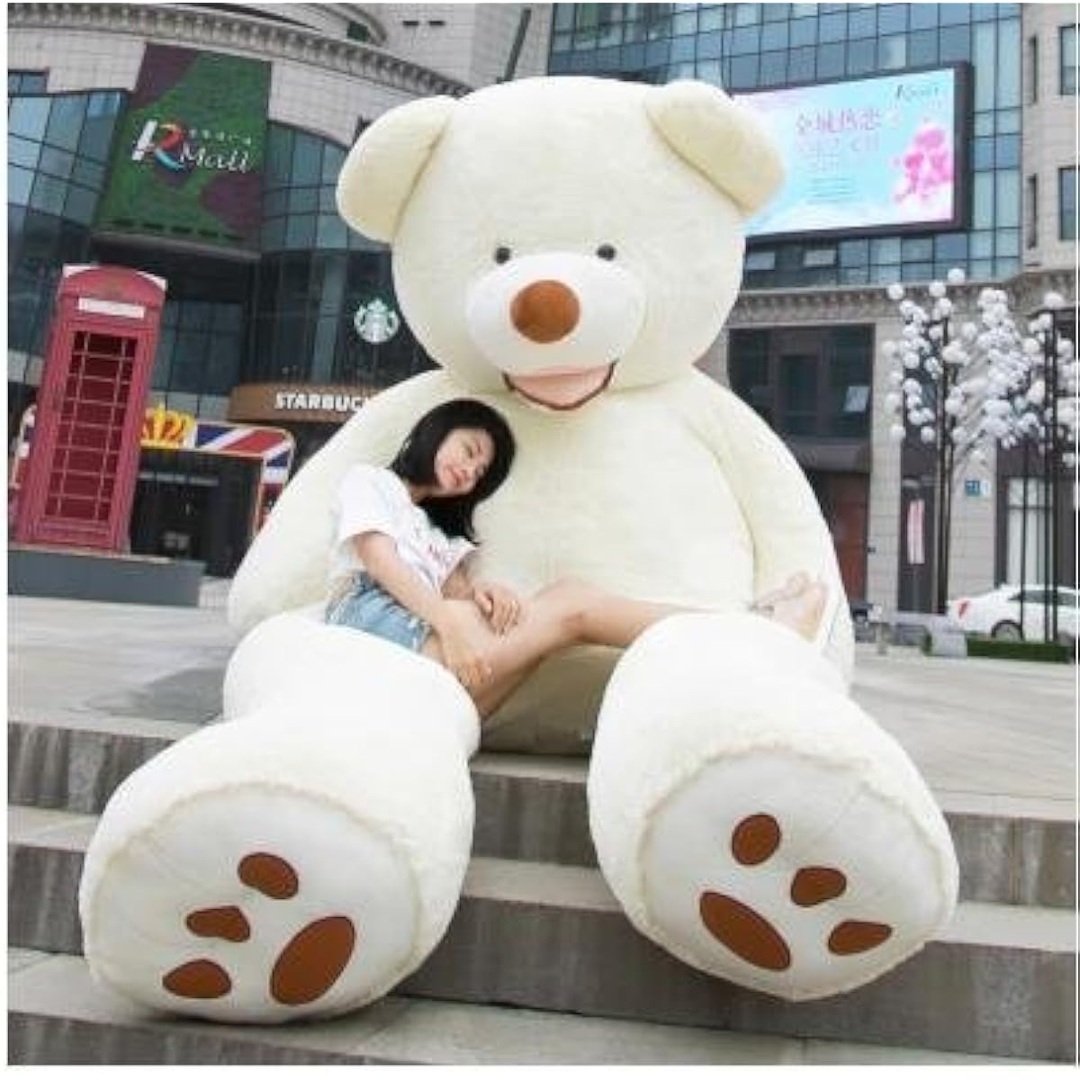 HYAKURI Plush Toy, Extra Large Bear/Teddy Bear, Cute Bear, Animal, Large/Giant Bear Plush Toy/Bear Stuffed Animal/Bear Pillow/Celebration/Fluffy Plush Toy 130cm (160cm, Gray)