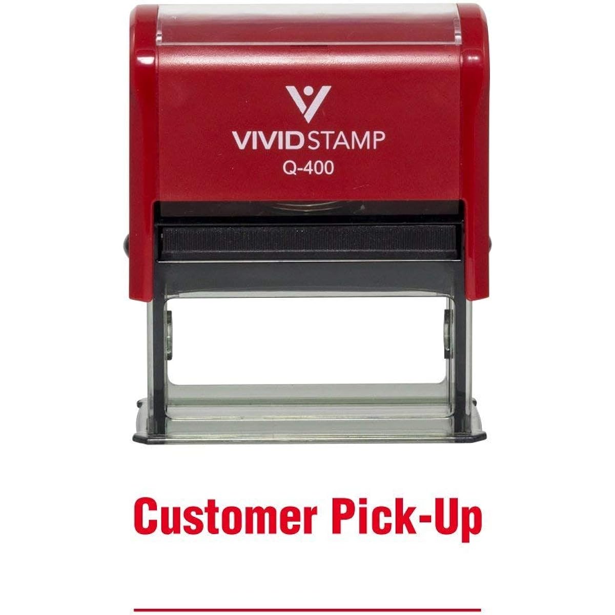 (X-Large - 2.2cm x 5.1cm - 0.6cm, Red) - Customer Pick-up Self Inking Rubber Stamp (Red Ink) - X-Large