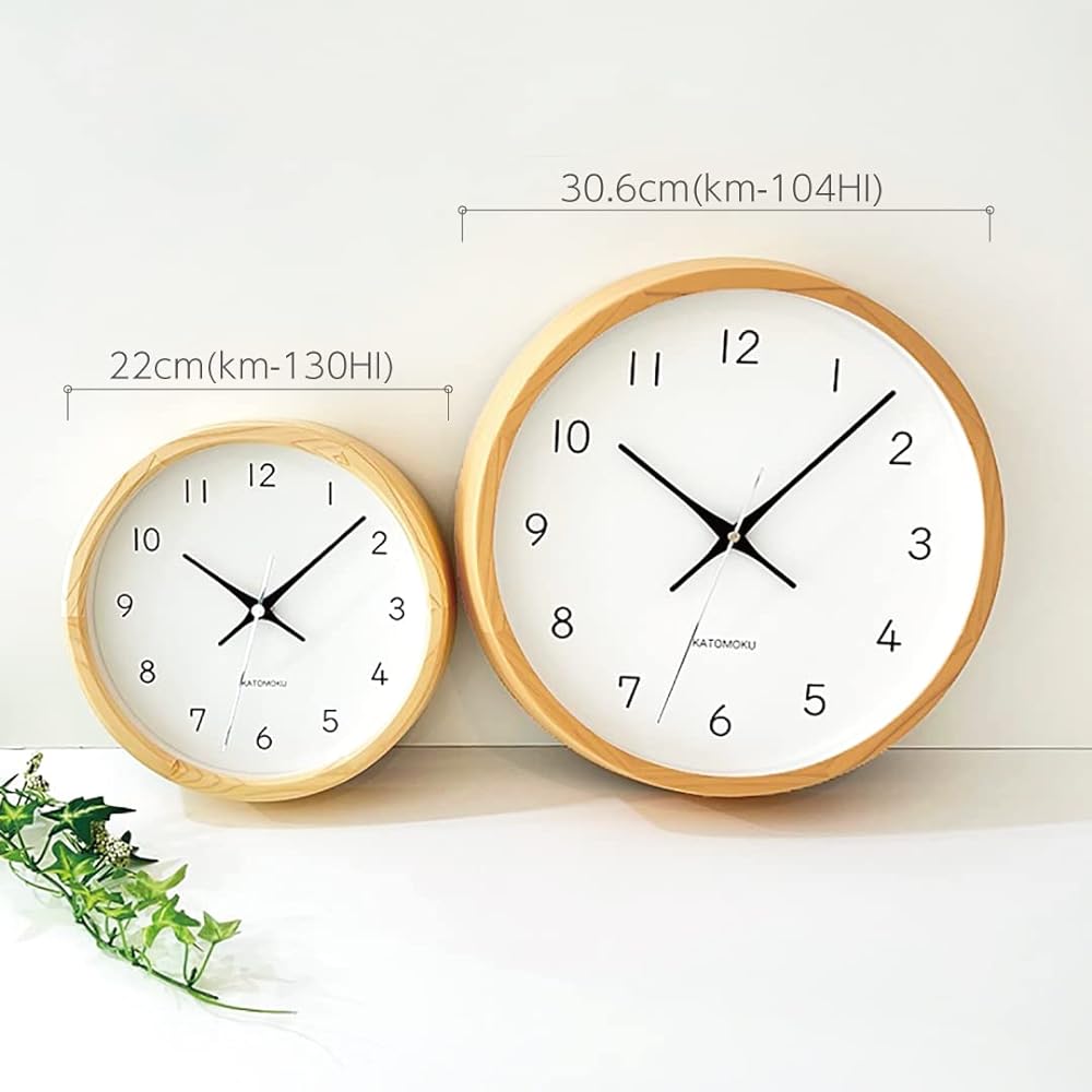 KATOMOKU Muku Clock 13 Hinoki Radio Clock Continuous Second Hand km-130HI φ220mm (Radio Clock)