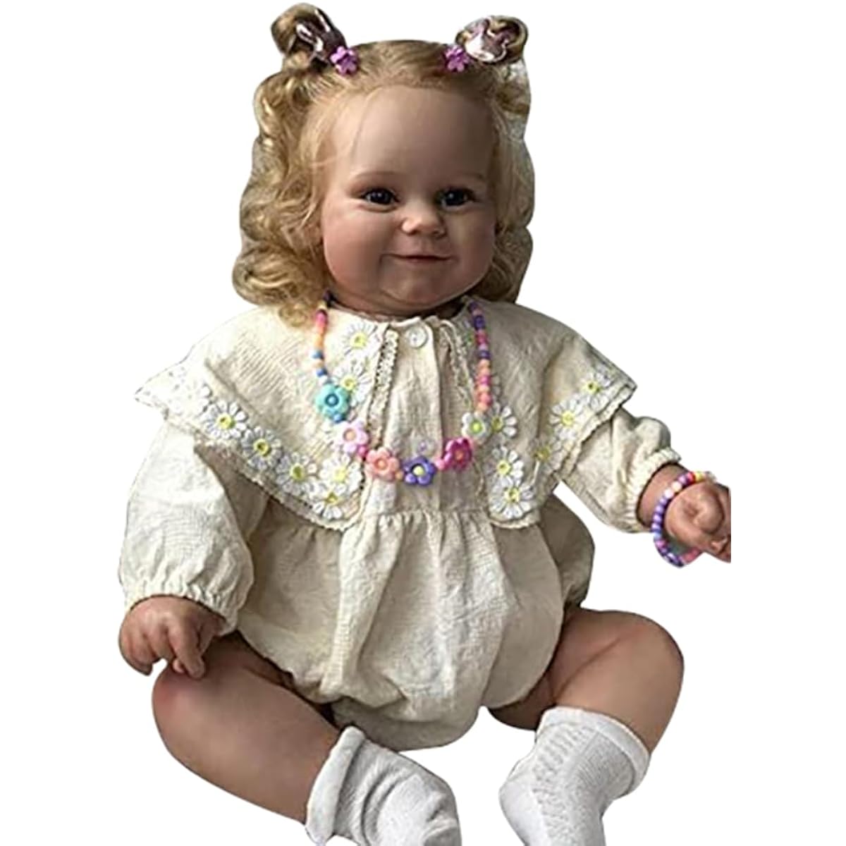 LONIAN 24" 60cm Reborn Baby Doll Girl Realistic Baby Doll Lifelike Handmade Newborn Doll for Ages 3+ Kids Set (Blue Eyes)