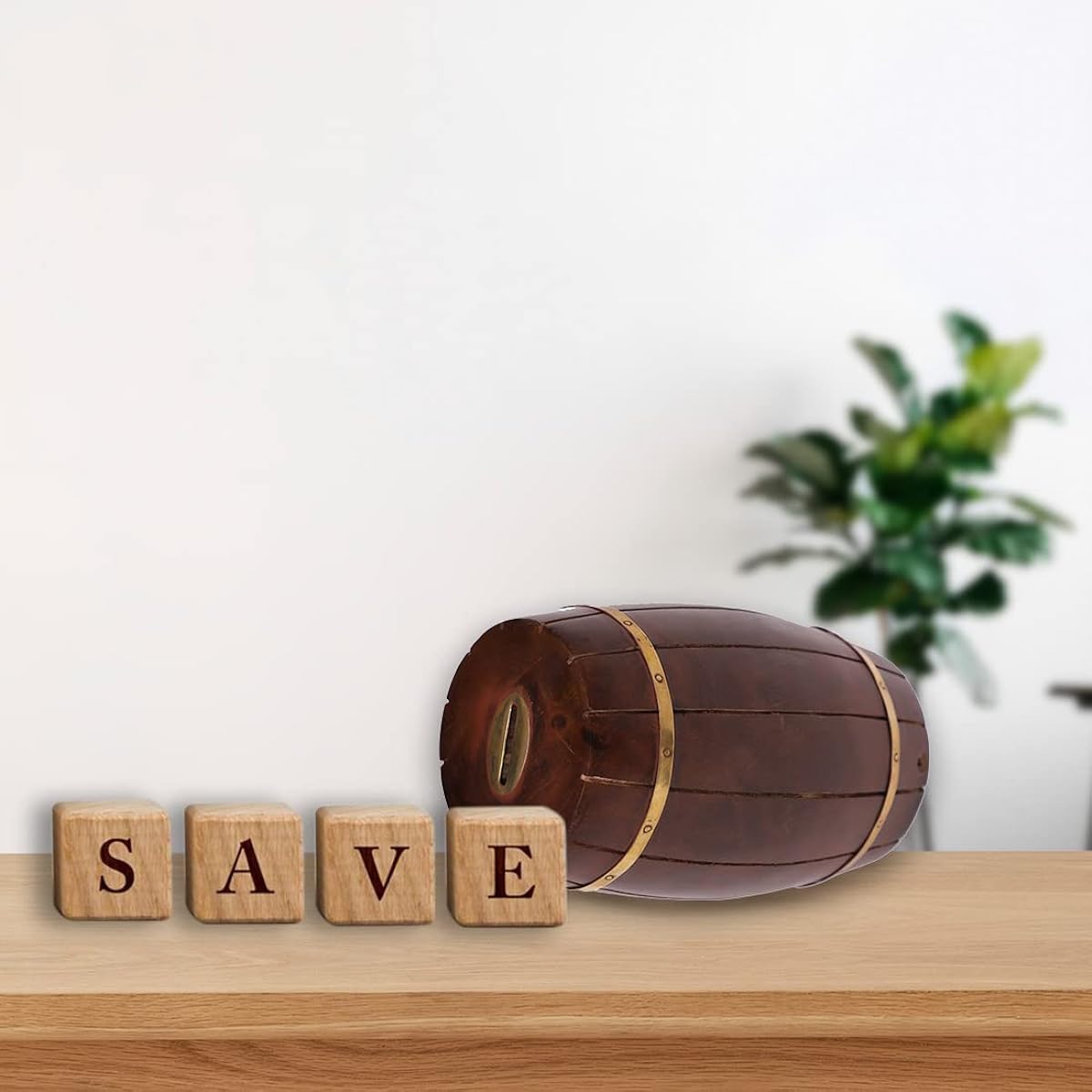 Dreamzberry Wooden Piggy Bank for Boys Girls Kids, Large Personalized Bills and Coins Wooden Gift Money Box Bedroom Living Room Decor Coin Saving Birthday Gift Piggy Bank(3.5"X3.5"X6")