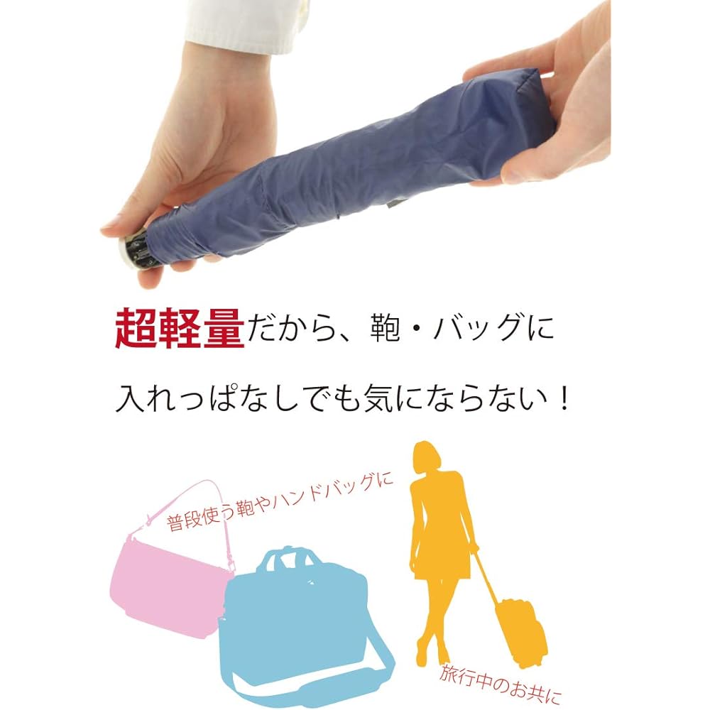 Okamoto Harajuku Store Ultra-lightweight 105g folding umbrella Made of carbon bone x water-repellent DuPont Teflon-treated fabric 55cm 3-tier folding mini umbrella