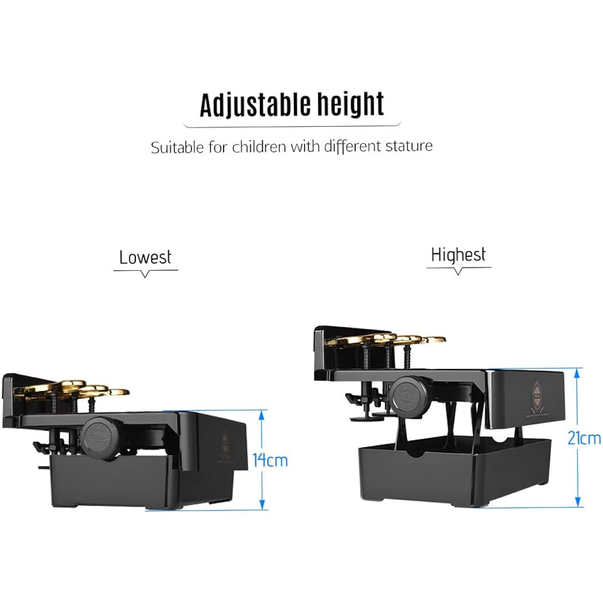 Sasuori Piano Auxiliary Pedals for Children's Height Adjustment with 3 Pedal Piano Educational Support Accessories