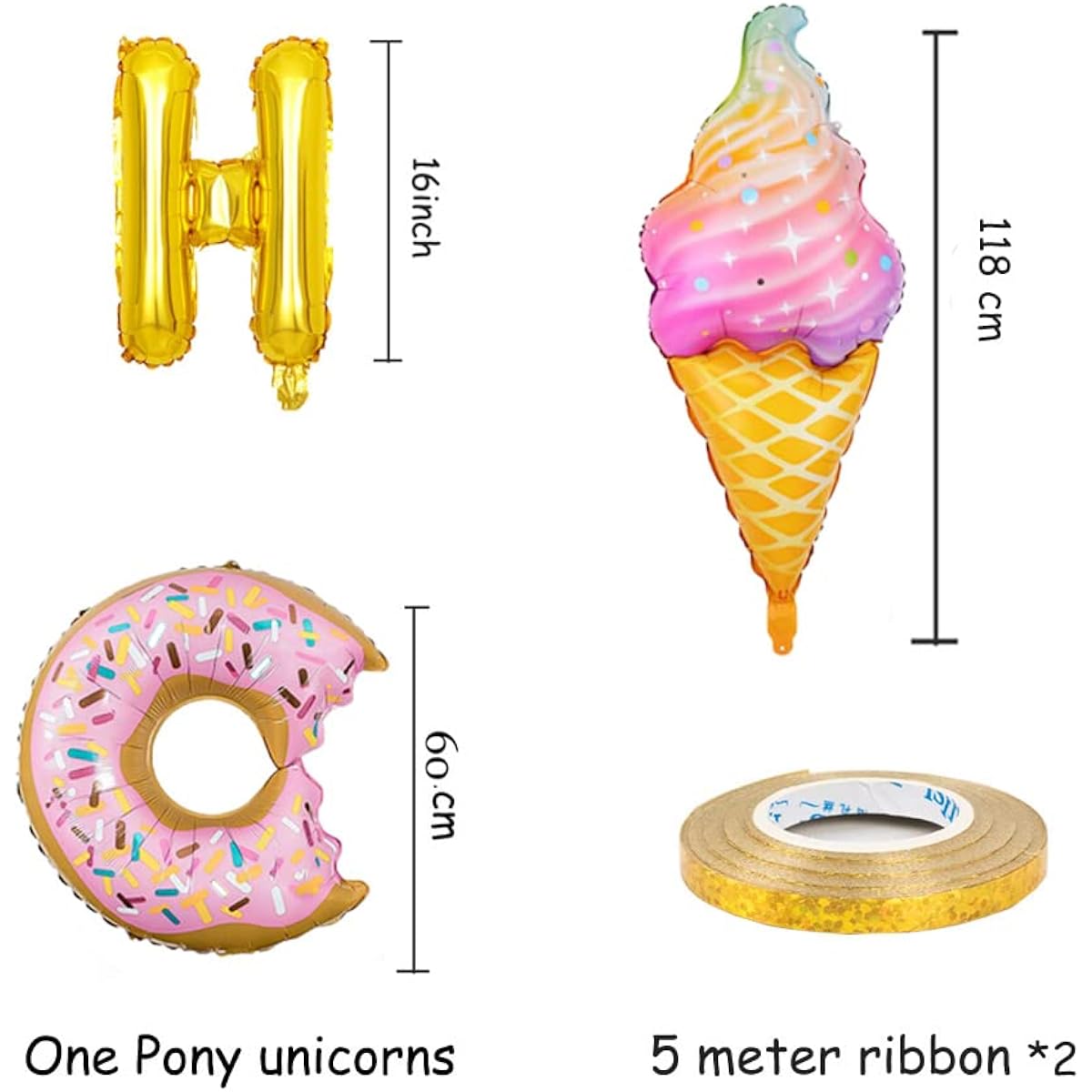 KUNGOON Ice Cream Bar Balloon Decoration Summer Ice Cream and Donut Balloon Kit for Birthday Baby Shower Wedding Party Decoration