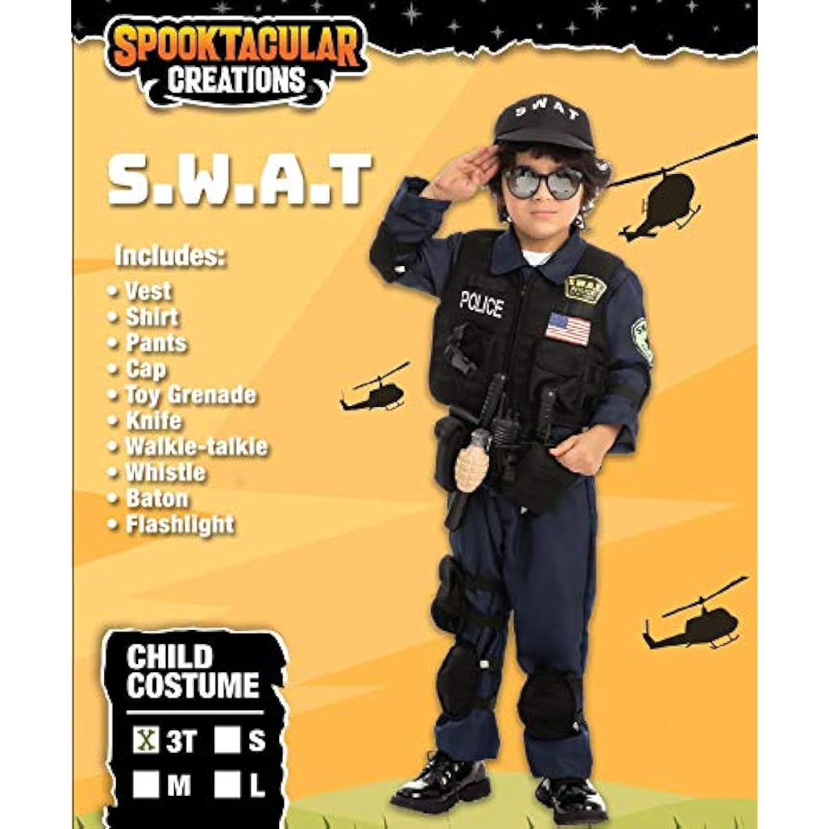 Spooktacular Creations Kids Uniform SWAT Costume (S (5-7 years))