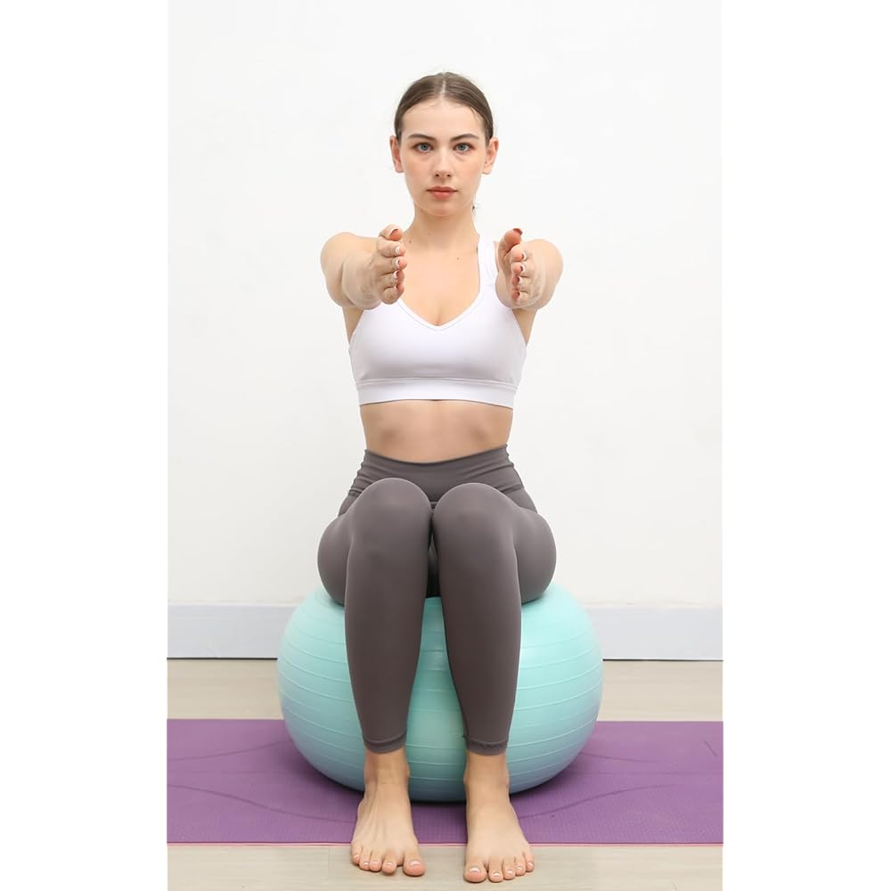 aube Balance Ball Chair with Cover, Diameter 55cm, Balance Cushion, Yoga Ball, Pilates Ball, Hand Pump Included