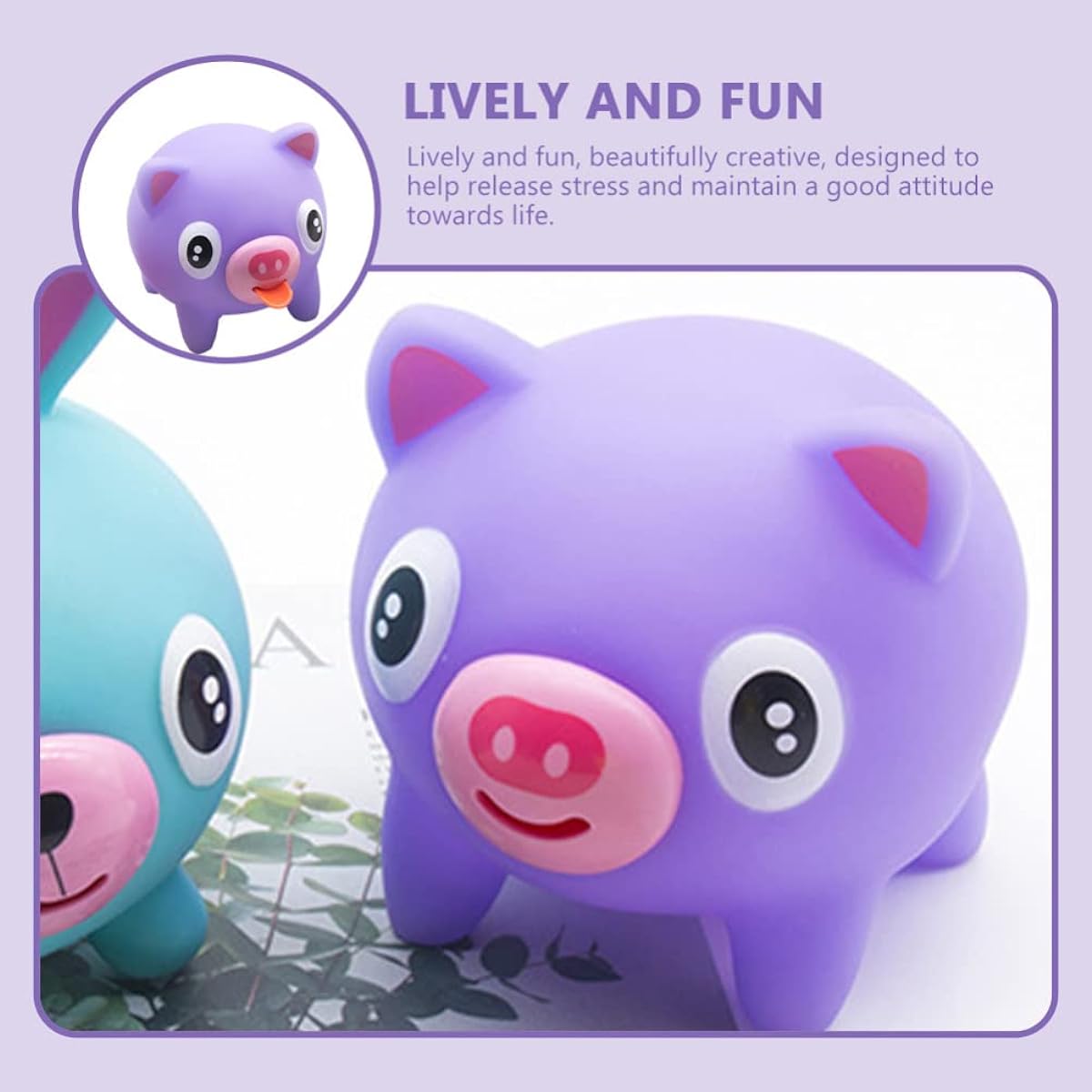 NUOBESTY Kids Animal Tongue Squeezing Sticking Slow Waking Pig Stress Scream Toy for Stress Relief (Purple)