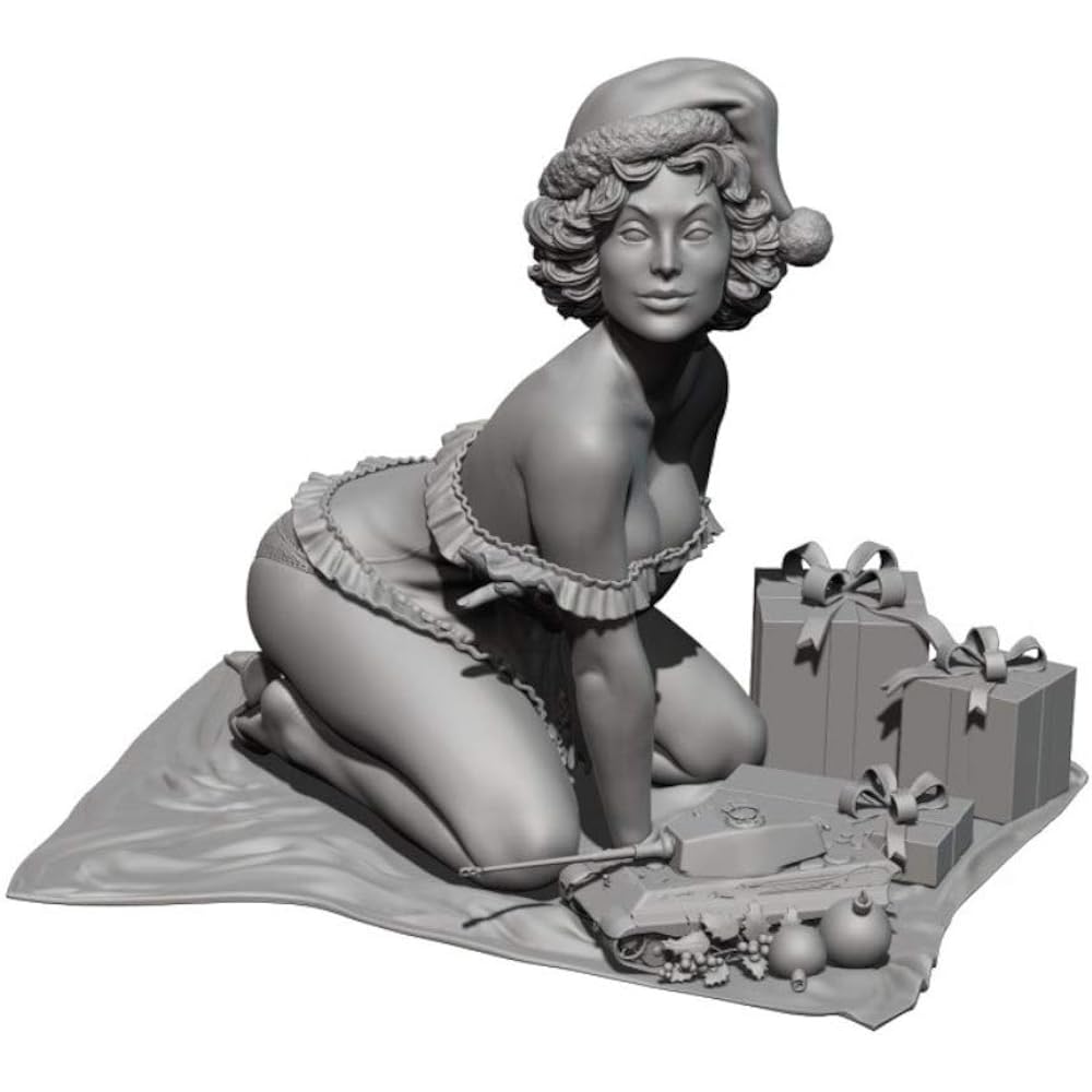 Royal Model 1/24 Pin-up girl in Santa costume decorating the Holy Night (75mm) Resin kit RM846