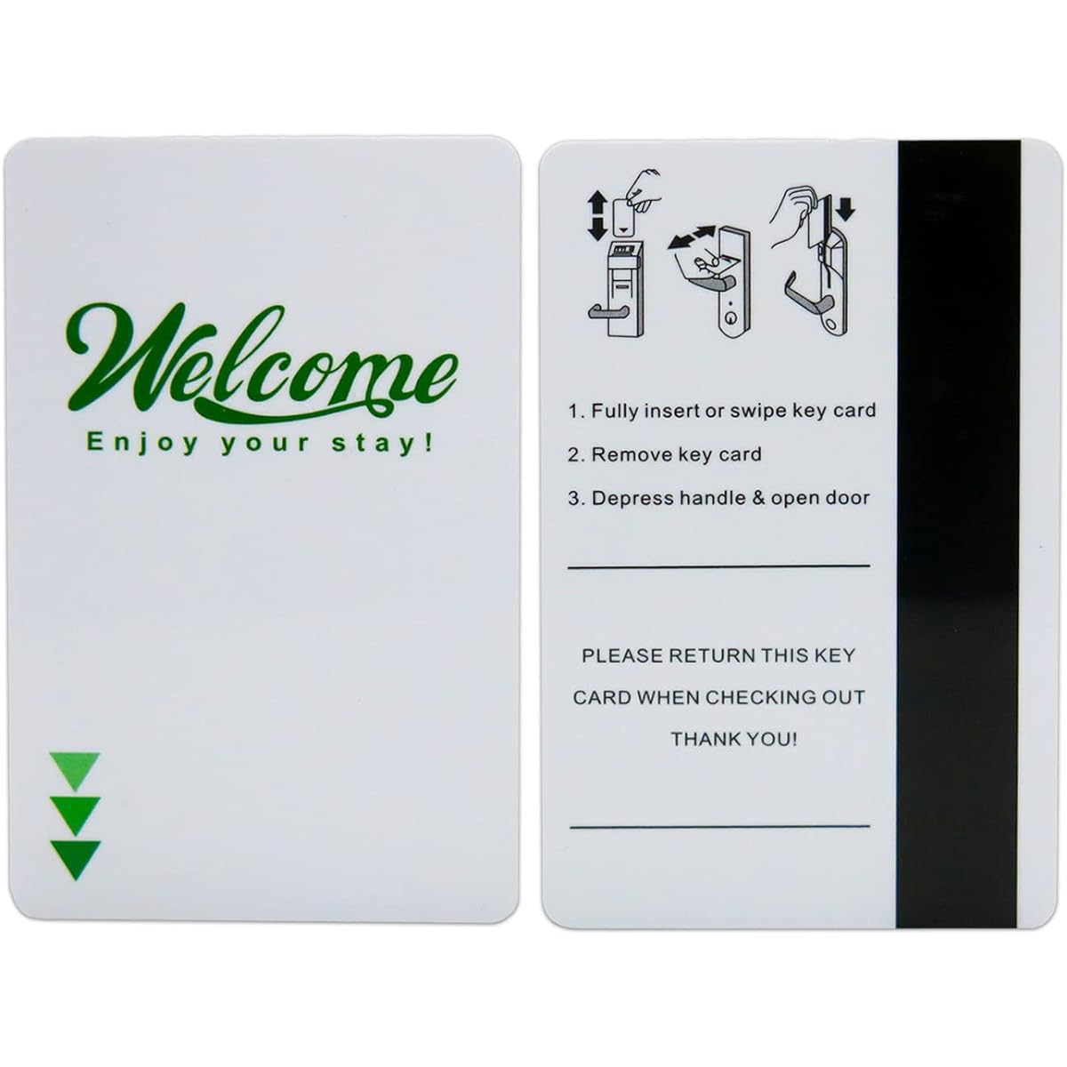 Gialer 250 Pack Hotel & Motel Key Card Welcome Enjoy Your Stay Card Magnetic Strip Door Card (Green)