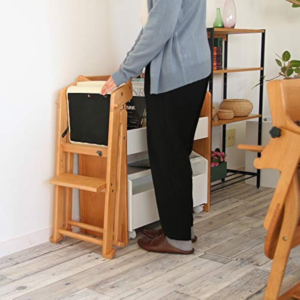 Marche High Chair Children's Folding na-ni Width 38 x Depth 50 x Height 67 cm Ivory Natural Wood NAC-3364IV