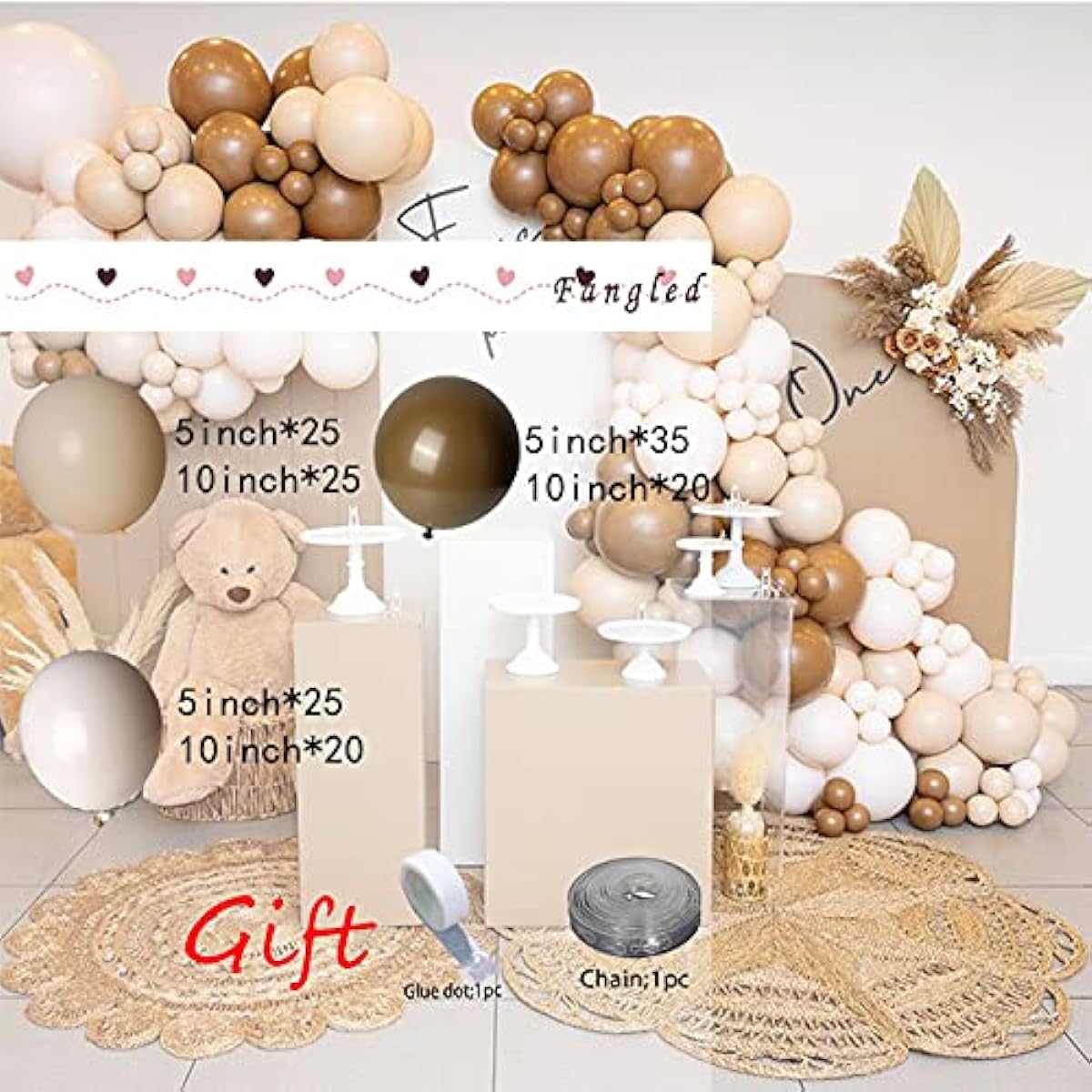 Since 152 Pieces DIY Balloon Garland Arch Kit with Double Nude Coffee Blush Balloons for Jungle Safari Theme Party Woodland Birthday Baby Shower Wedding Thanksgiving Party Decorations