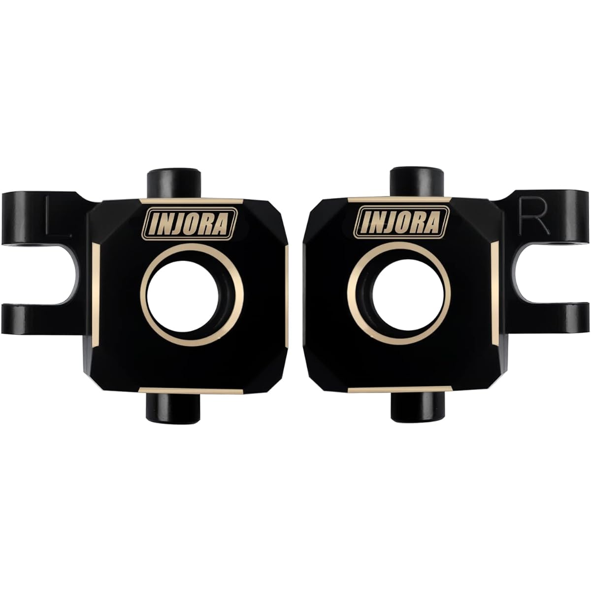 INJORA Brass Steering Block Knuckle Steering Link Caster Block C-Hub Set TRX4M 1/18 RC Crawler Upgrade Parts Black