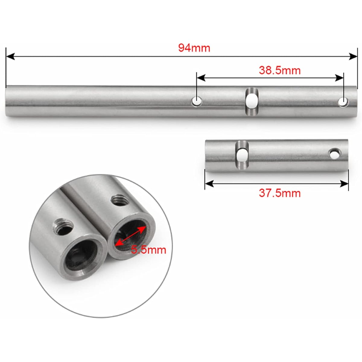 Tbest RC Rear Axle Bushing Stainless Steel Rear Axle Bushing with Sleeve for Wraith RR10 90048 90053 1/10 RC Axial Car