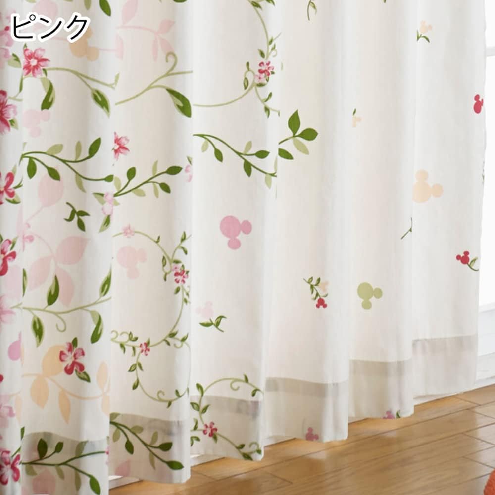 Disney Made in Japan Mickey Garden Flower Curtains Set of 2 Width 100 x 230cm Length Blue 100% Cotton Washable Character T-90