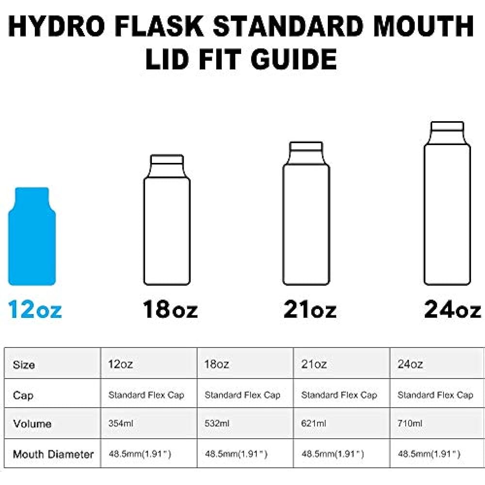 Bottle Bottle Flip Top Lid Replacement Cap for Hydro Flask 12oz 18oz 21oz 24oz Water Bottle Portable Carry Loop Handle HydroFlask Lids