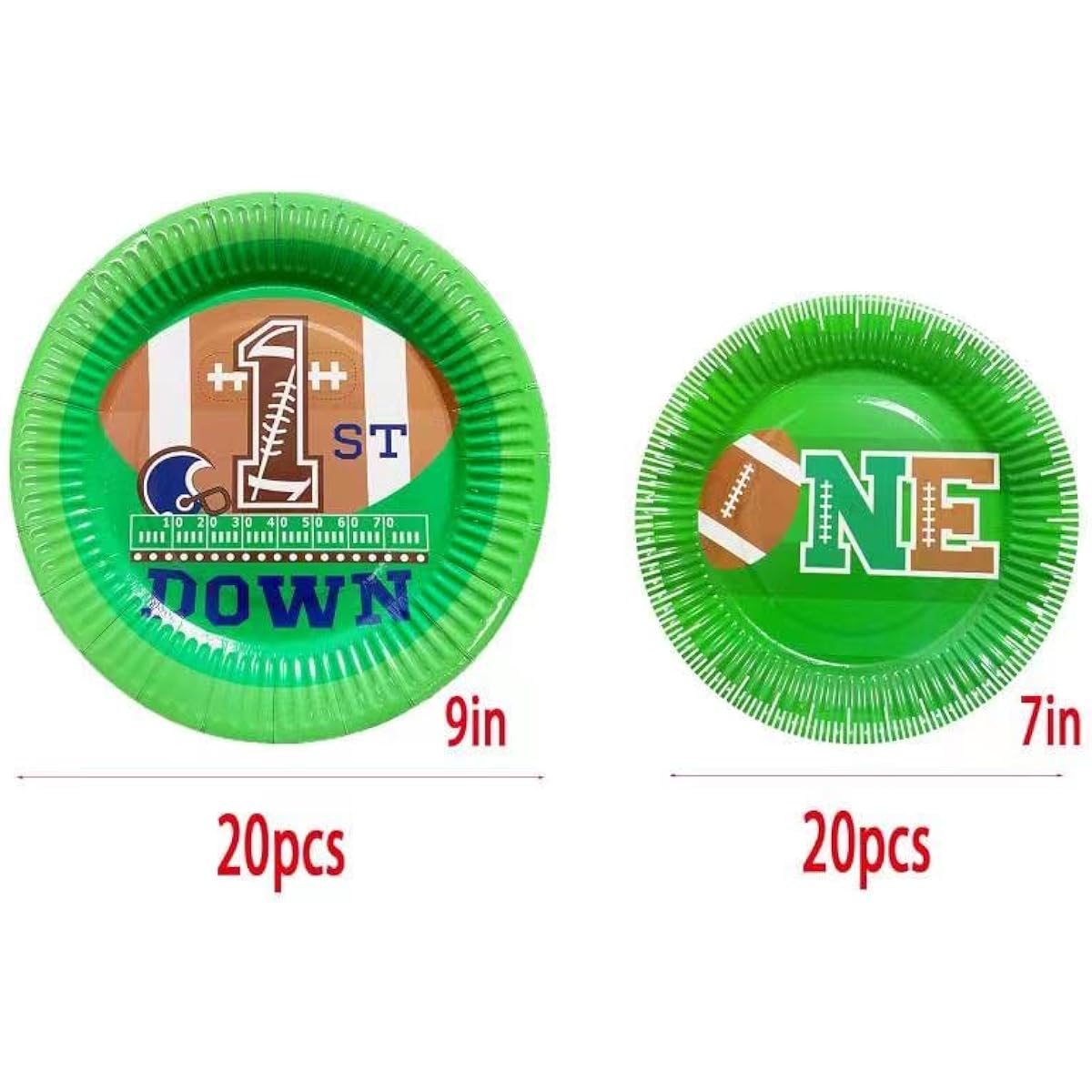 BEOXAGAR 1st Year Down Football Party Decorations, Football 1st Birthday Party Decorations, Football Themed 1st Birthday Party Supplies, Party Football Plates, 1st Year Down Football Birthday.