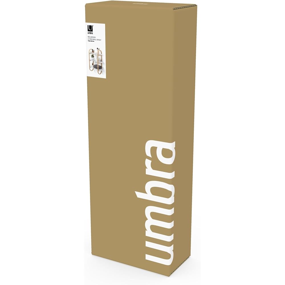 umbra Wall Mounted Shelf 3 Tier Rack Wooden Shelf White/Natural W65 x D24 x H75cm BELLWOOD 21016859668