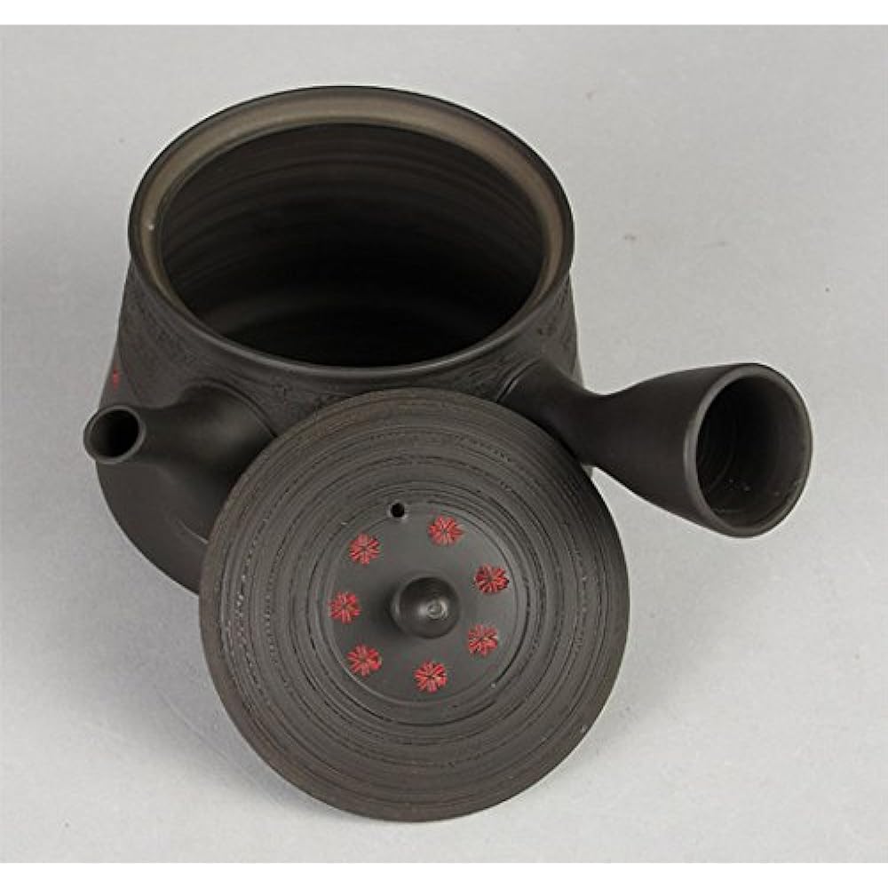 Yamakiikai Gyokuko black cut pine bark seal teapot M234