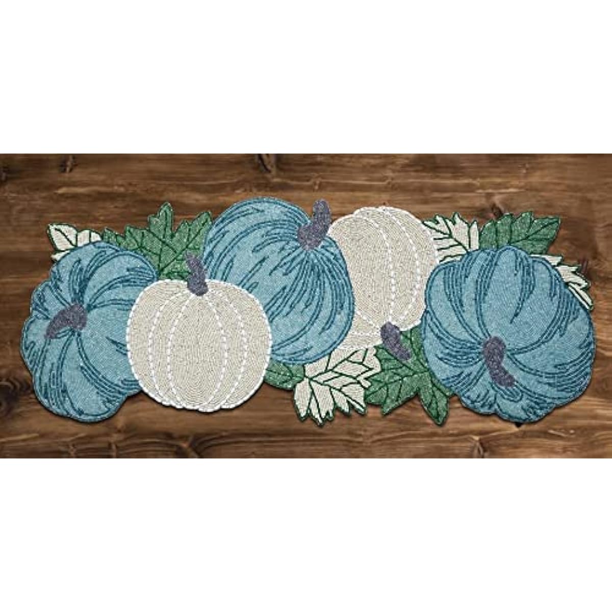 Angels Threads Bead Runner 13x36" Teal Green Ivory Multi SKU#46224
