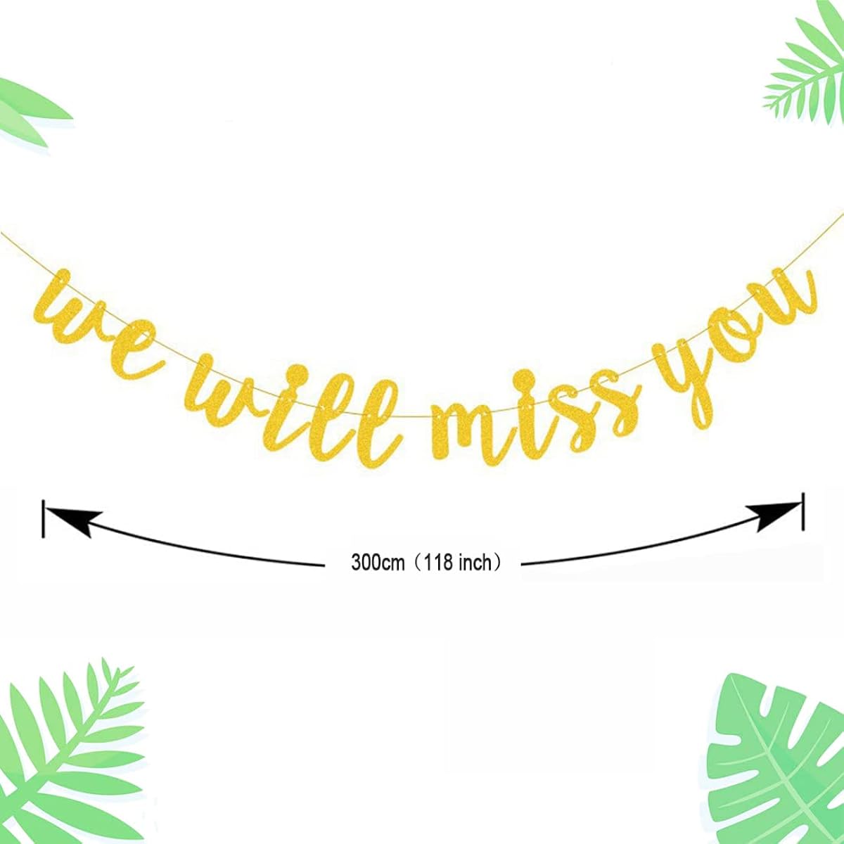Morndew Gold Glitter "We Will Miss You" Banner Office Work Party Sign-Going Out Party, Farewell Party, Retirement Party, Anniversary, Celebration Party Decorations