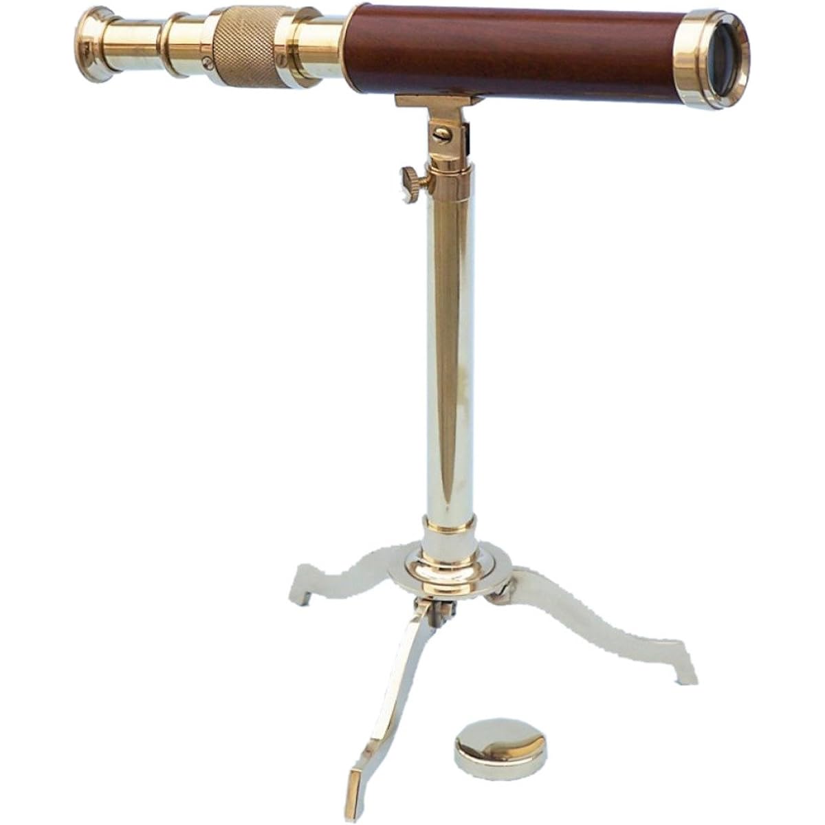 Hampton Nautical ST-0140 Wood Solid Brass Telescope with Stand, 17" Wood Nautical Home Decor