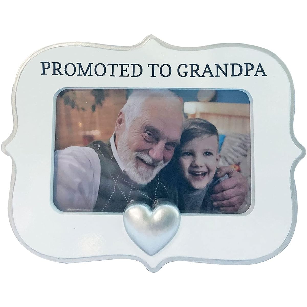 Personalized Grandpa Promoted Picture Frame Christmas Tree Ornament 2021 - Grandpa's Grandbaby Generic Photo Display Heart Grandfather Newborn Boy Girl Milestone Memory - Free Customization