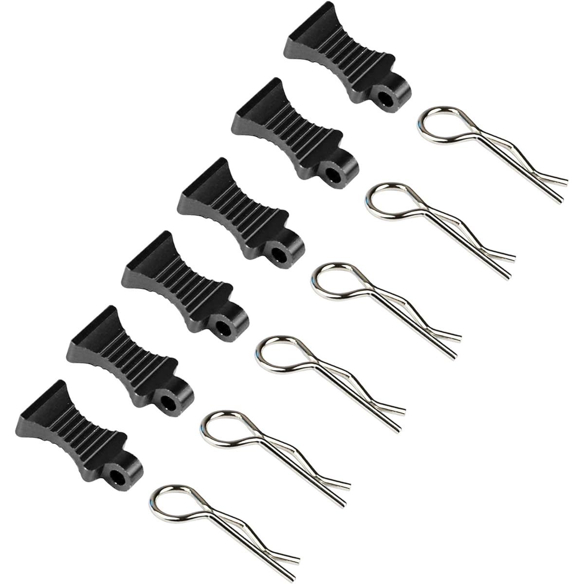 Vgoohobby 6 Pack RC Body Clip Pins with Fixed Bracket Aluminum Pull Tab Mount Replacement for Redcat Traxxas Tamiya Axial SCX10 1/10 1/12 RC Scale Car Crawler (Black)