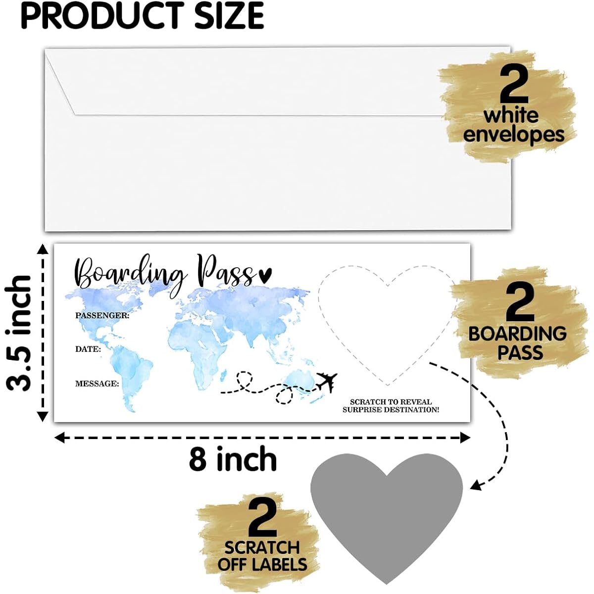 Silver Scratch Surprise Boarding Pass 2 Sets Surprise Reveal Cards Guess What Cards Surprise Scratch Off Announcement Gifts for Birthday Holiday Christmas Wedding Anniversary Valentine's Day A23