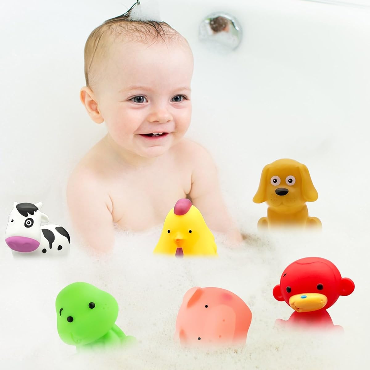 Bathtub Toys for Toddlers 1-3 Years Old - No Mold, No Mold Baby Kids Toddler Bath Toys 6-12-18-24 Months Water Pool Toys 1 Year Old 2 Year Old 3 Year Old 4 Year Old 5 Year Old Boy Girl Shower Gift 1-6 Year Old Newborn bathing essentials