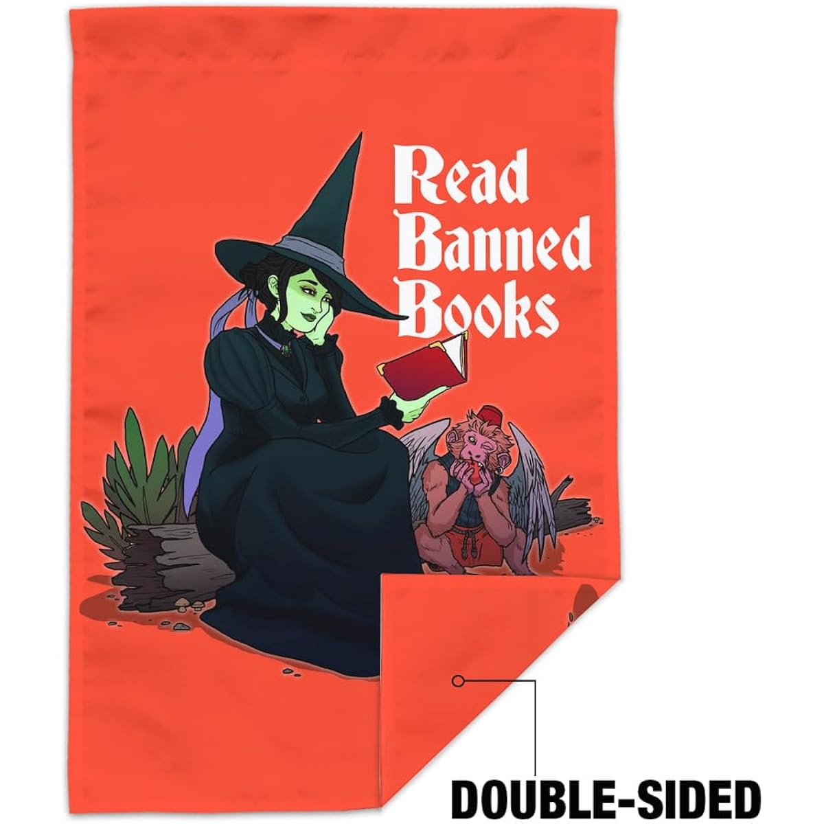 Read Banned Books The Witch and the Monkey Garden Flag