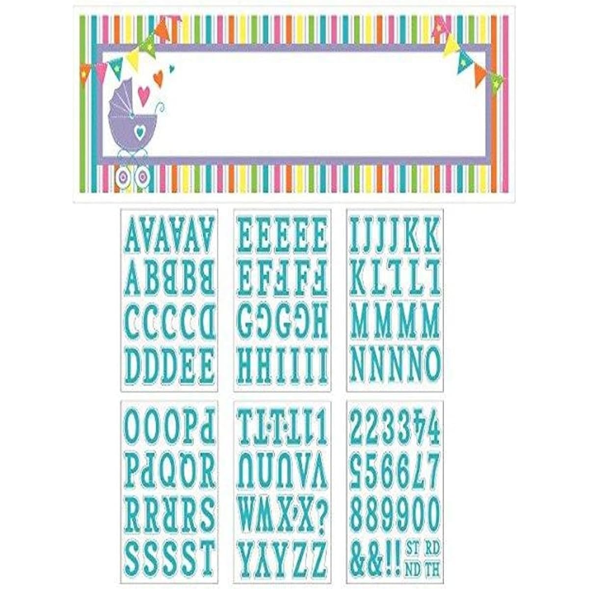 Baby Brights Customizable Neutral Giant Sign Shower Party Banner Decorations, Plastic, 65" x 20", Pack of 121