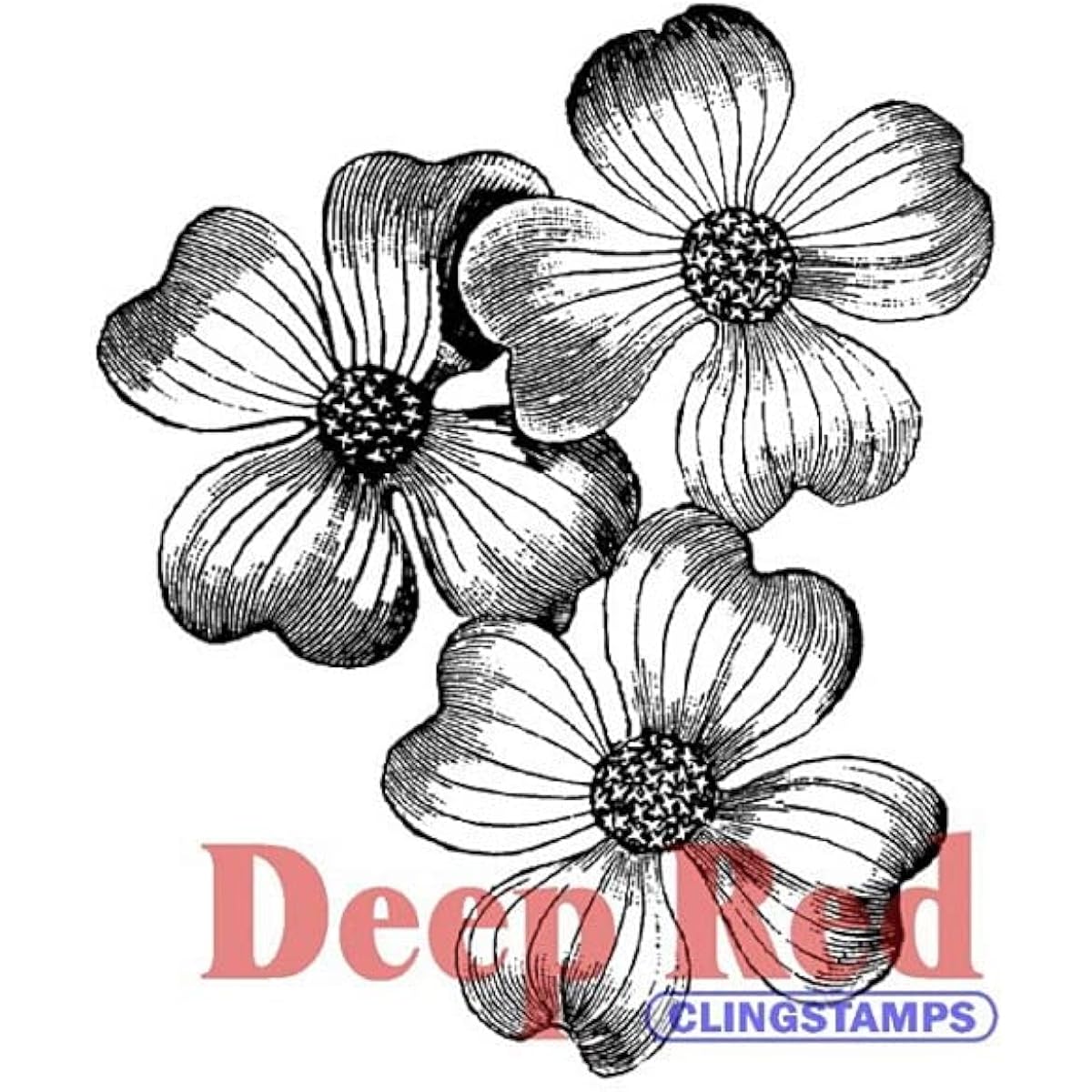 Deep Red Cling Stamp Dogwood Blossoms