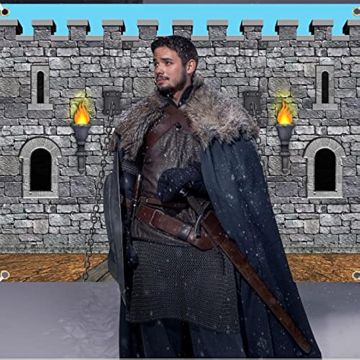 Tranqun Medieval Party Decorations Medieval Castle Background Knight Decor Castle Wall Backdrop Guardian of the Kingdom VBS Medieval Theme Party Supplies Decorations (6.5 x 9ft)