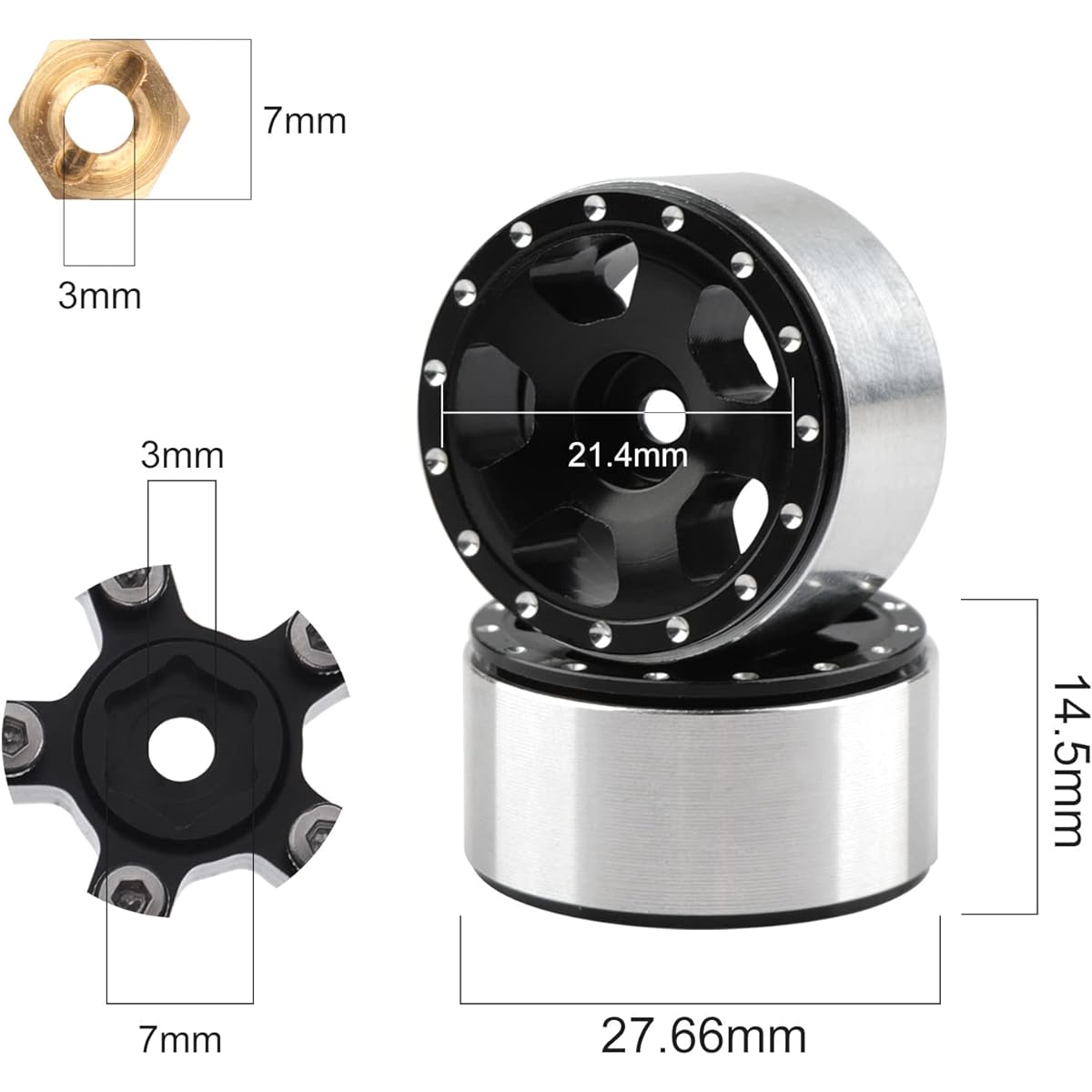 AIMROCK 1.0 Wheel Rim Metal RC Beadlock Wheel Rim Axial SCX24 Deadbolt Brocon C10 Gladiator 1/24 RC Crawler 4WD Truck Upgrade Parts (Type 1)