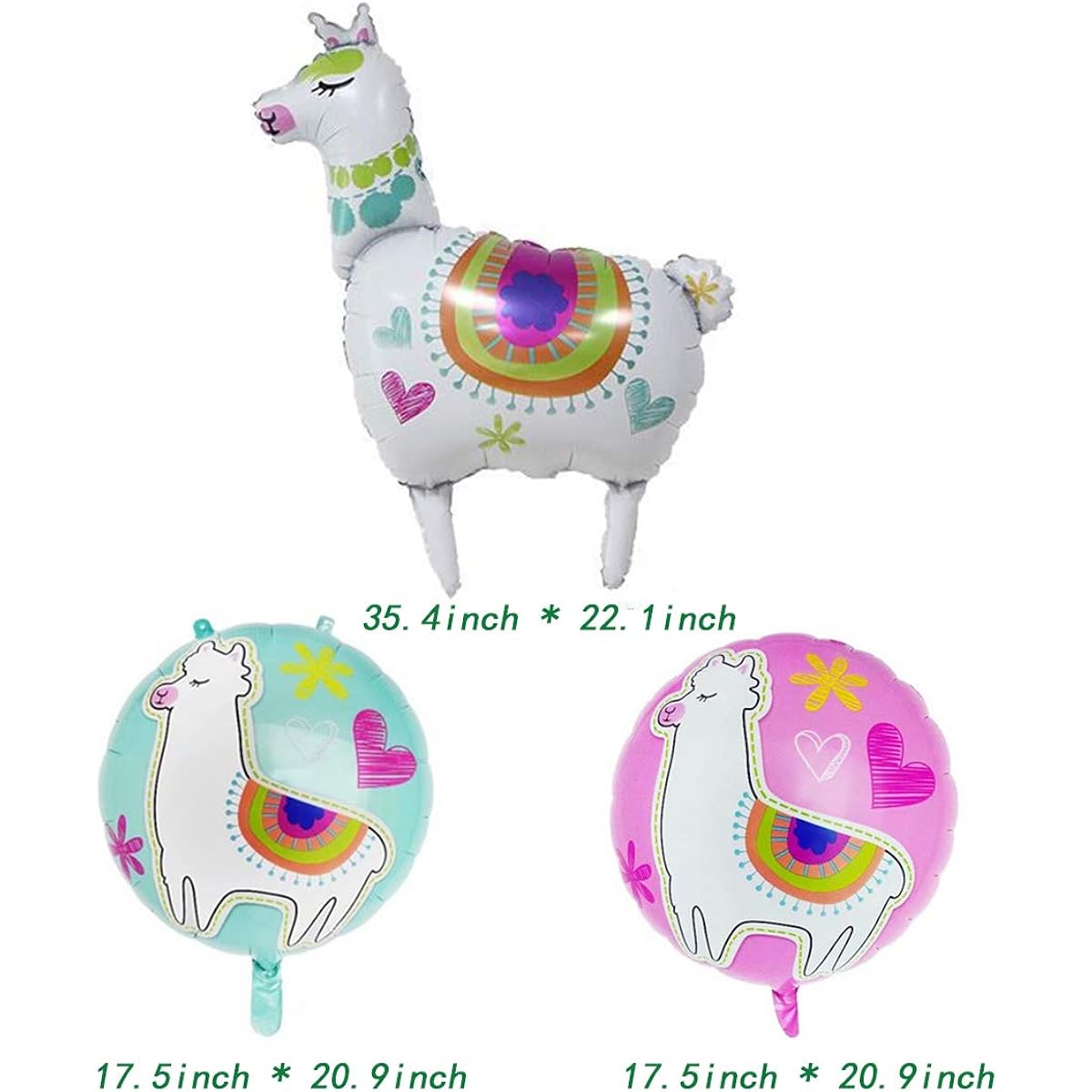 Morndew 3pcs Alpaca Foil Balloons for Mexican Fiesta Themed Party Kids Birthday Party Baby Shower Wedding Party Decorations
