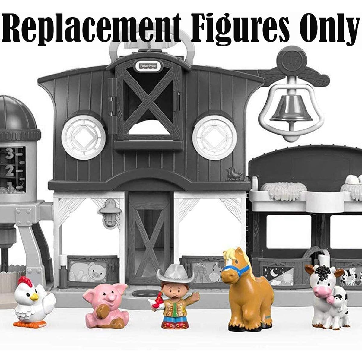 Little People Farm - Fisher-Price Animal Friends Farm DWC31 & CHJ51 ~ Replacement Figures ~ Cow Pig Horse Chicken Farmer