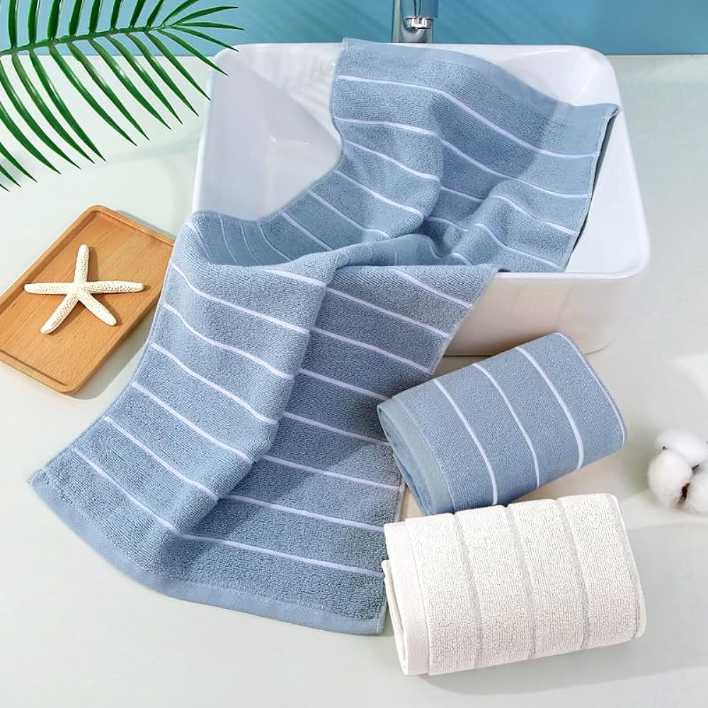 kaziO Towel Face Towel, 6 Pieces, 3 Pieces: Beige, 3 Pieces: Light Gray, Antibacterial and Odor Resistant, Home Use, 74x34cm, Ideal for Hotels, Sports, etc.