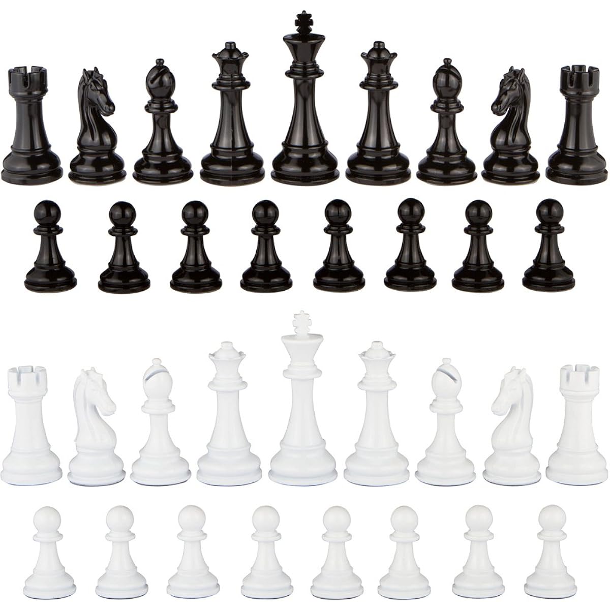 Minerva Black and White Extra Heavy Metal Chess Pieces with Extra Queens - Pieces Only - No Board - 4.5 Inch King