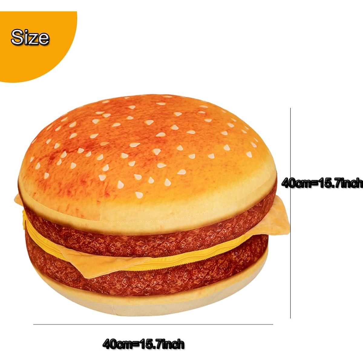 ELAINREN Large 3D Simulation Burger Plush Pillow Sofa Funny Food Stuffed Cheese Barge Sandwich Toy Soft Toast Bread Plush Toy Soft Hot Dog Back Cushion Home Decor Gift 15.7 Inch