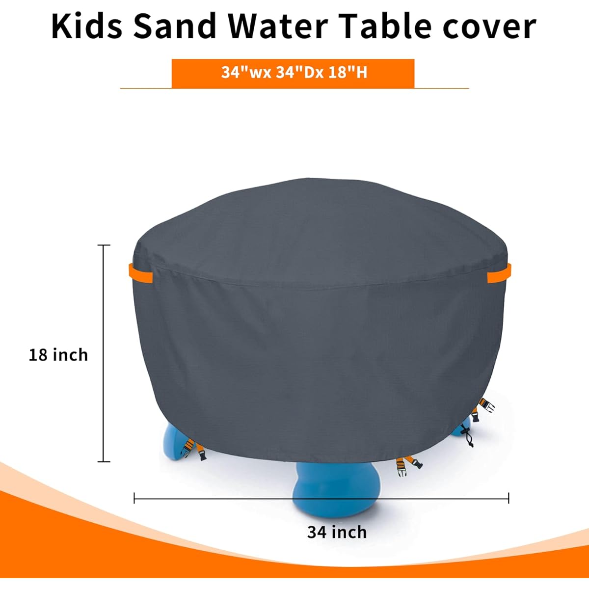 Chinchilla Children's Water Table Cover Heavy Outdoor Waterproof Sun Protection Water Play Table Cover (Gray)
