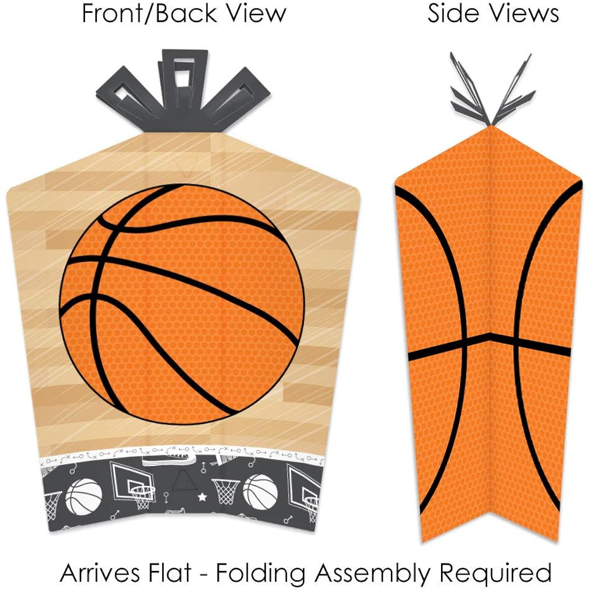 Big Dot of Happiness Nothin' but Net - Basketball - Table Decorations - Baby Shower or Birthday Party Folding Flair Centerpieces - 10 Pieces
