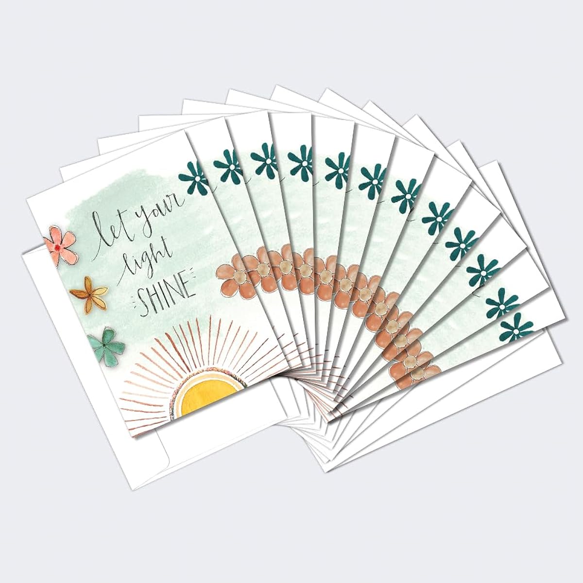 Tree-Free Greetings 12 Pack Just Because Notecards Eco Friendly Made in the USA 100% Recycled Paper ECOnotes 4"x6" Let Your Light Shine (FS65347)