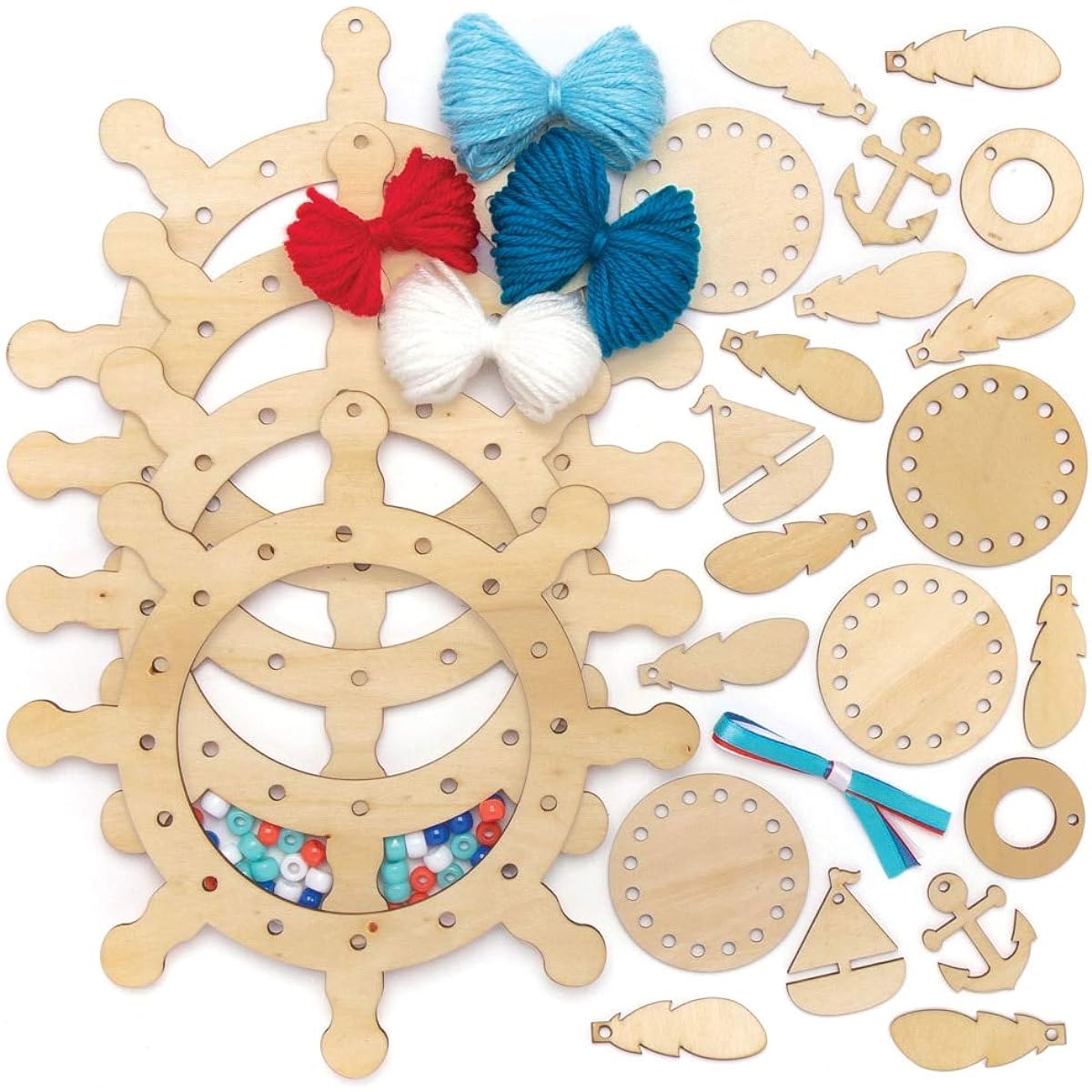 Baker Ross Seaside Wooden Dream Catcher Kit Dream Catcher Kids Arts & Crafts (Pack of 4)