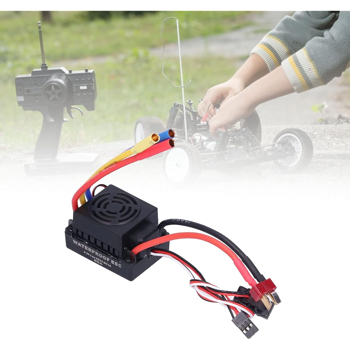 Qiilu 3S Esc Brushless Motor and Esc Plastic 60A Rc Brushless Waterproof Electronic Speed Controller Esc 1 10 for Remote Control Car
